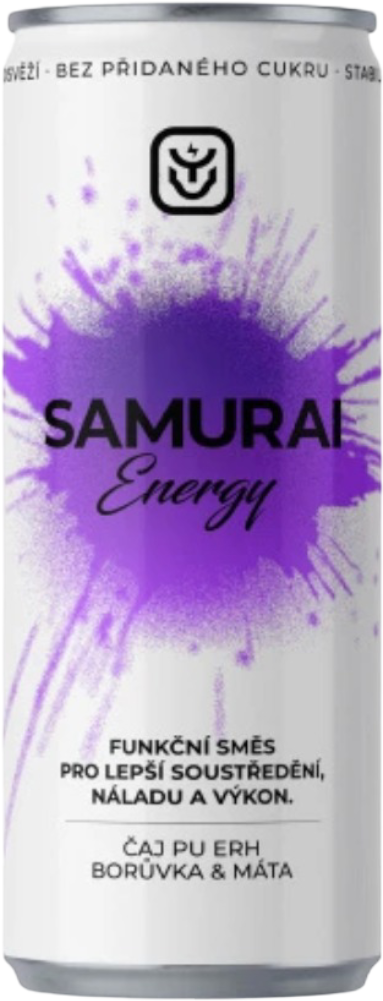 Drink Samurai Energetický nápoj Samurai Pu Erh Borůvka &amp; Máta 0,33l