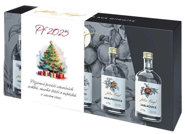 Anton Kaapl Set destilátů Anton Kaapl + Luxusní dárkové balení s vánočním přebalem 5 x 0,05l