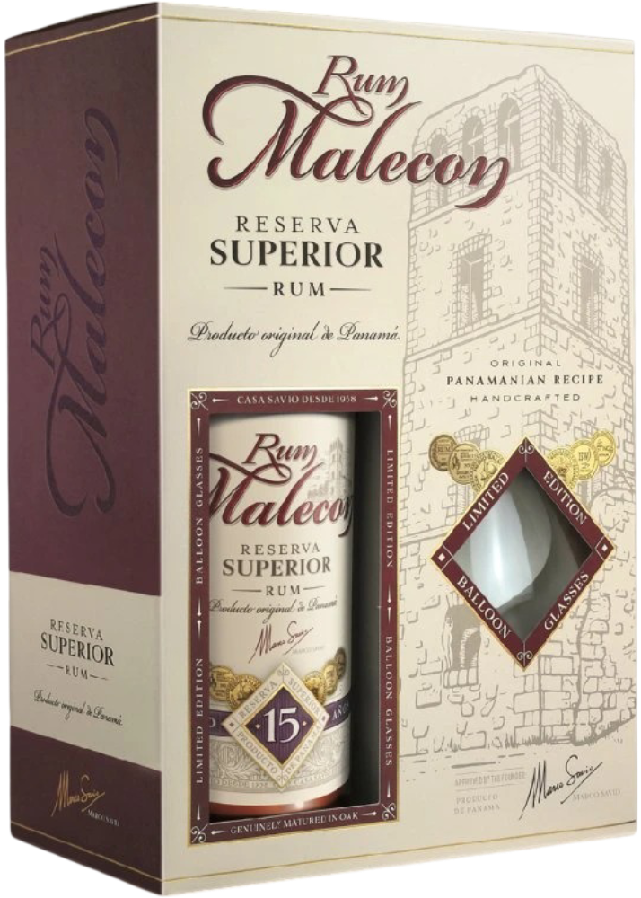Malecon Rum Malecon 15 YO 0,7l 40% + sklenička