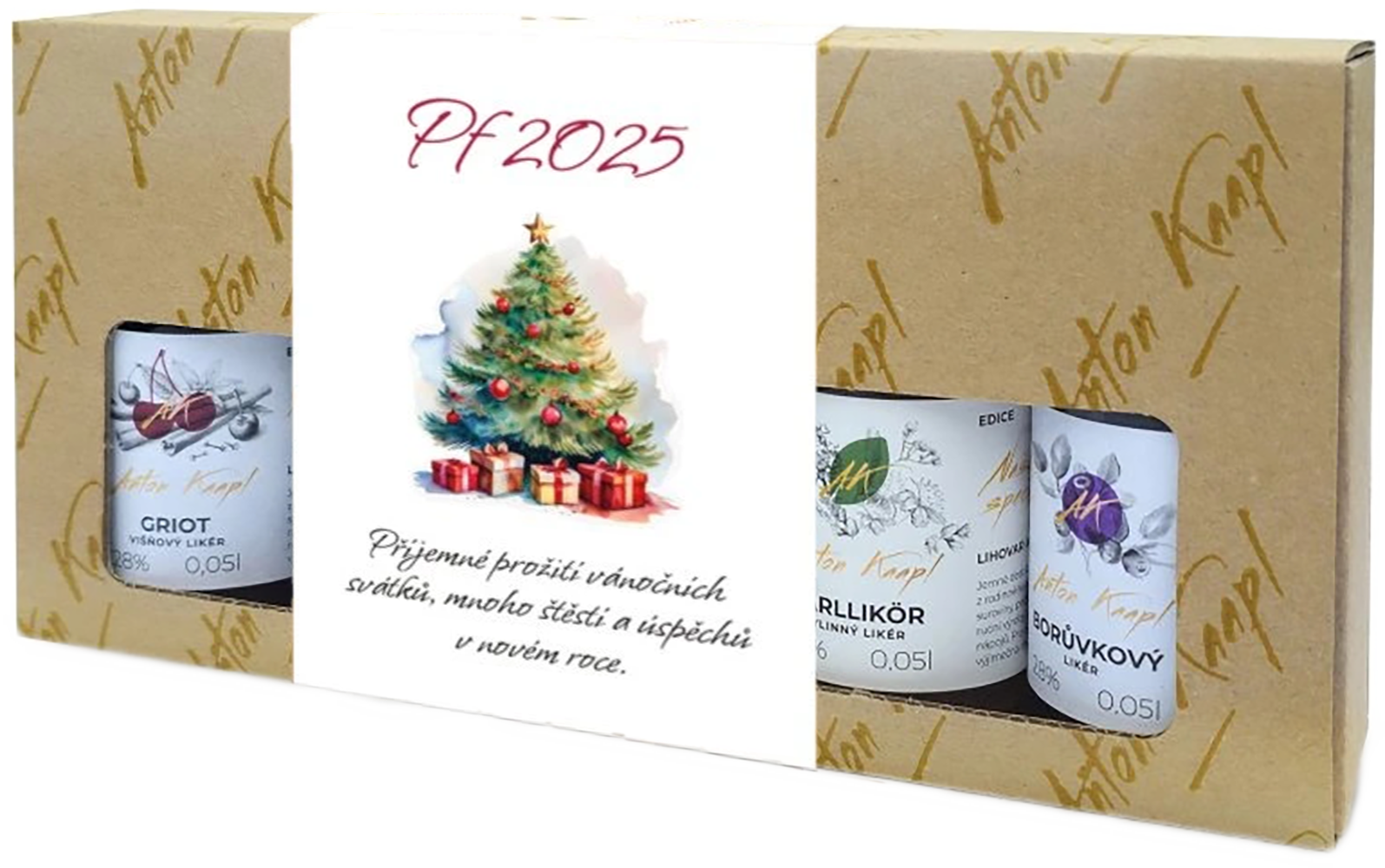 Anton Kaapl Set Likérů Anton Kaapl Přírodní dárkové balení s vánočním přebalem 5 x 0,05l