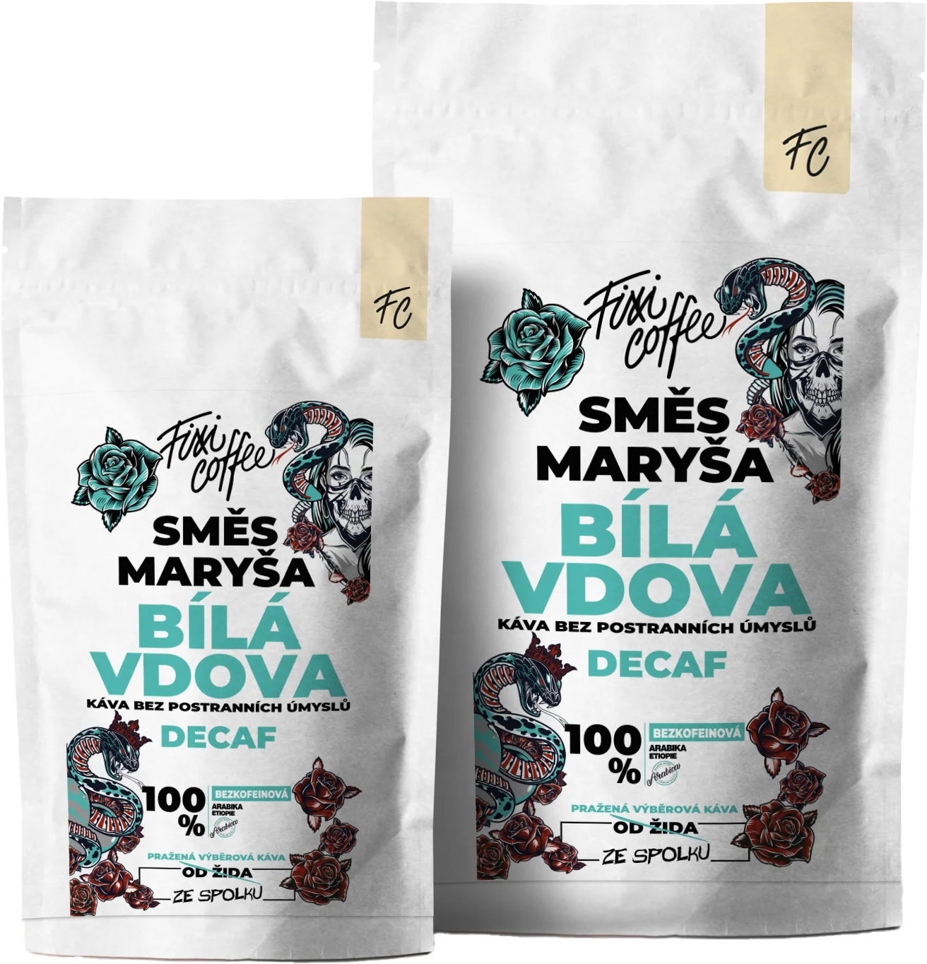Fixi Coffee Káva Fixi Coffee Bílá vdova bezkofeinová káva 250g + dárkové balení