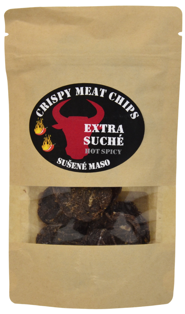 Crispy meat chips Sušené maso hovězí Spicy Extra Chilli Crispy Meat Chips 25g