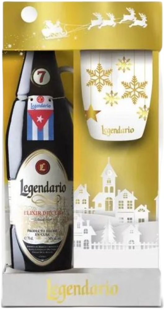 Legendario Rum Legendario Elixir Rum 7YO 0.7l 37% a hrnek + Dárkové Balení