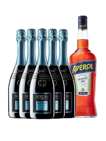 Aperol Spritz set (Aperol 1 l 11% a 5x Serena Prosecco Treviso)